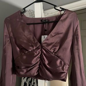 NWT Dynamite cropped purple blouse